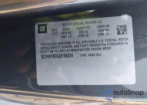 2018 Chevrolet Camaro Ss z USA, uszkodzony, nr VIN 1G1FH1R78J0108224